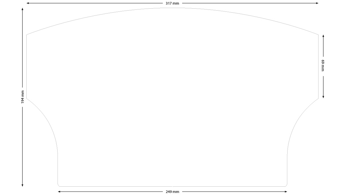 Antistatische Arbeitsunterlage, weich, geschwungene Form, 317 x 194 mm, schwarz