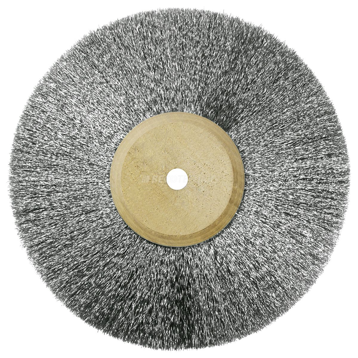 Brosse circulaire, acier, Ø 100 mm, fil 0,1 mm, 4 rangées, avec noyau en bois