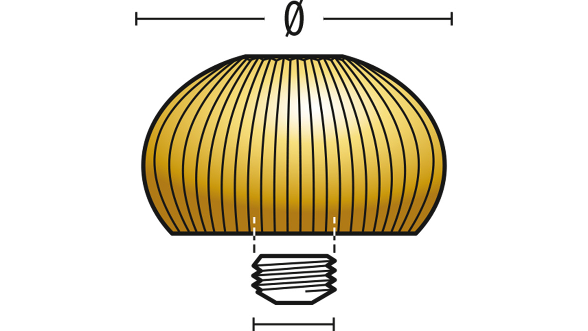 Couronne Spheric 918 K, 1 microns jaune, Ø 6,0, tubus 2,5, filetage 1,2, étanche