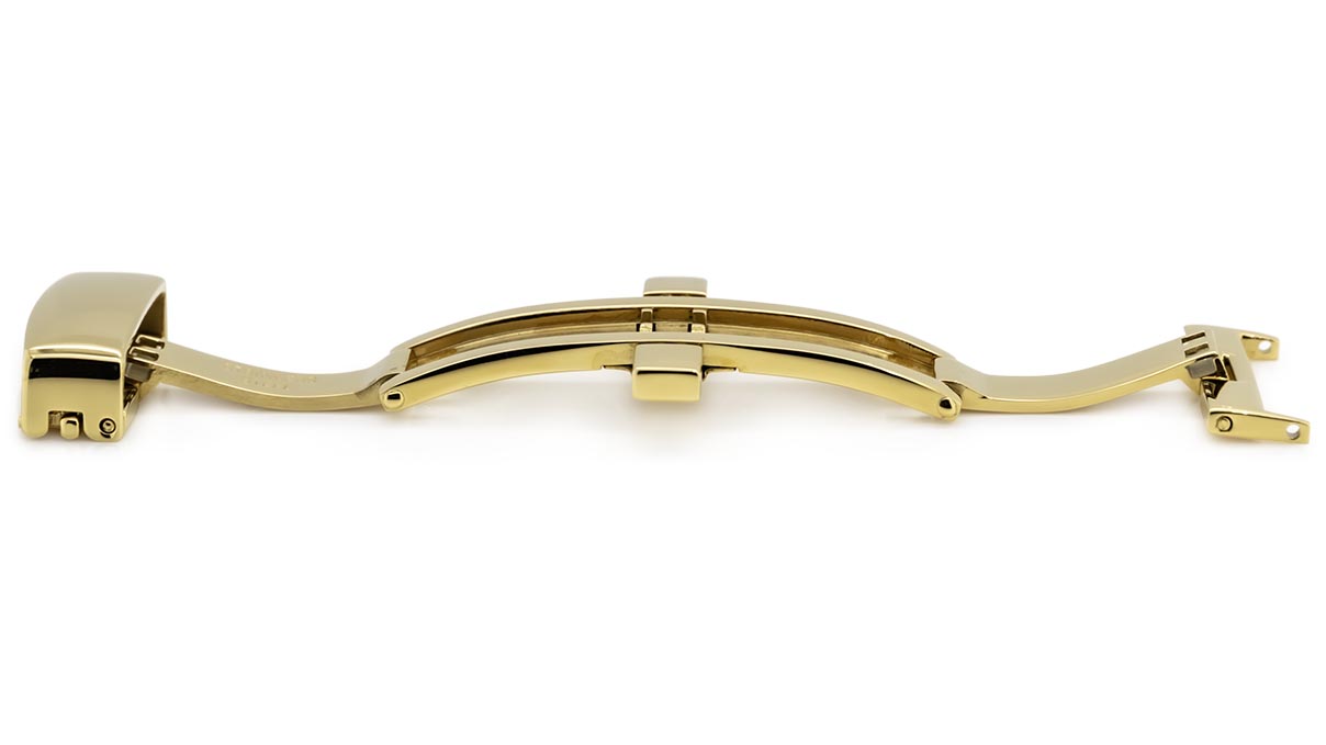 Boucle déployante papillon pour bracelets en cuir, doré, 16 mm