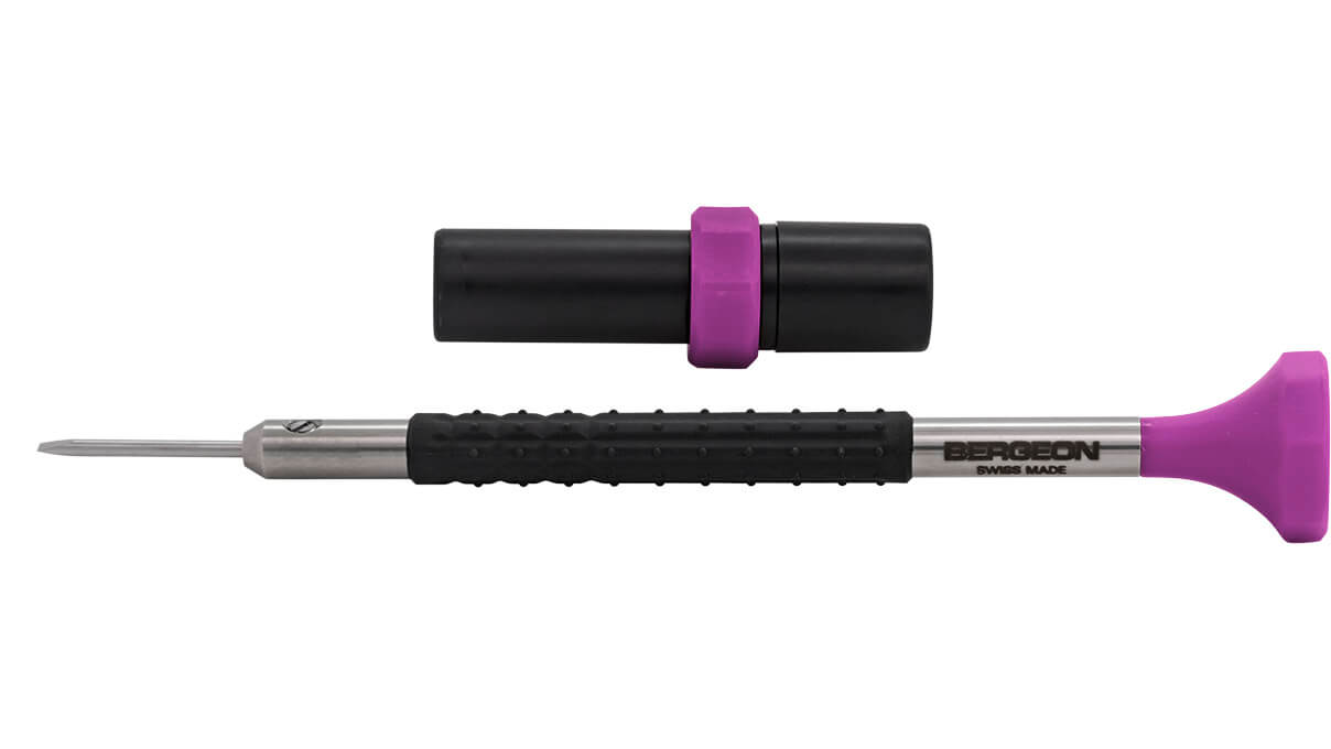 Bergeon 6899-AT tournevis, mèche 1,6 mm, violet, avec mèches de rechange