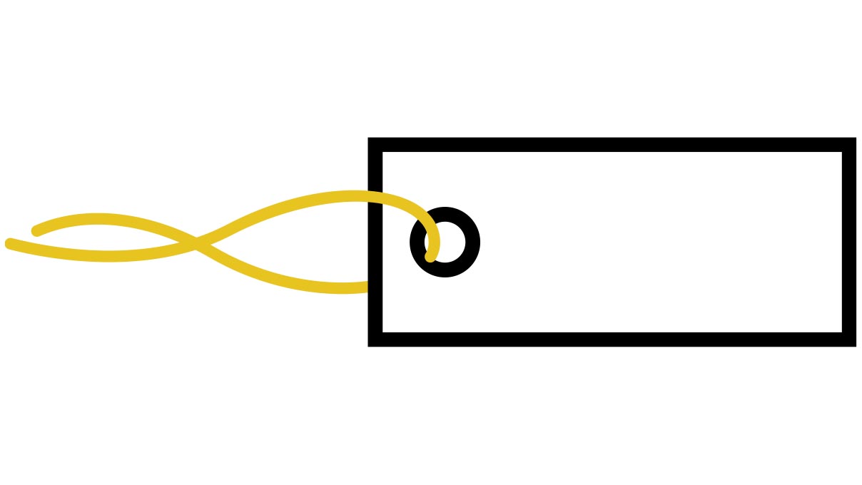 Étiquette à fil, Blanc avec fil jaune, Plastique, 17 x 7 mm, 1000 pièces