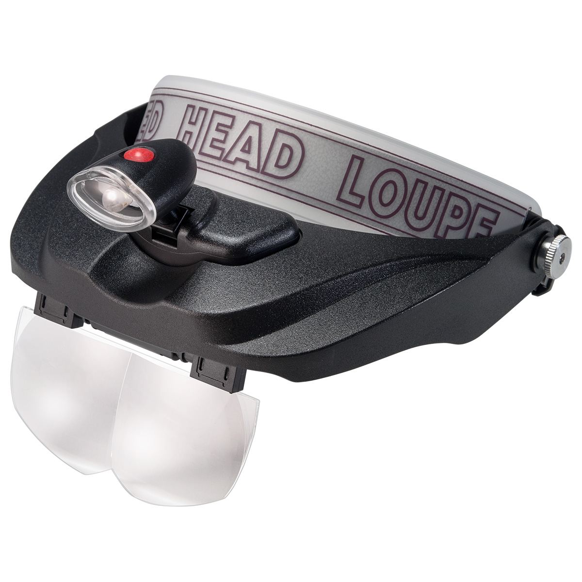 Loupe serre-tête, lumière LED, 4 lentilles 1,2x, 1,8x, 2,5x, 3,5x, incl. 2 piles AAA