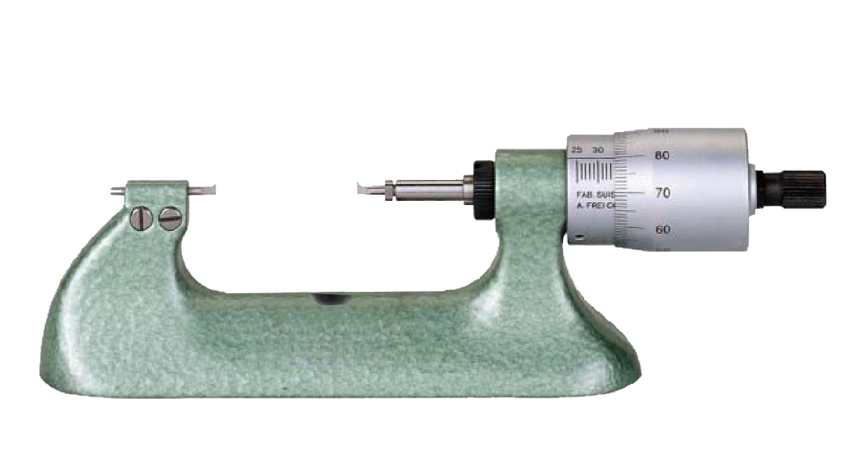 Micrometer horizontal SABI, 25 - 50 mm, sensibilité 0,01 mm, broche droite avec arrêt standard