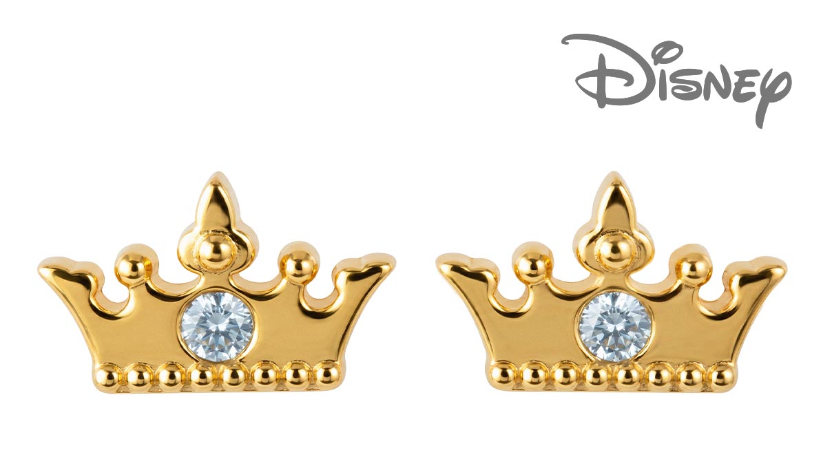 QPP Boucles d'oreilles JCM11, couronne dorée, sous licence Disney, jaune, 1 paire