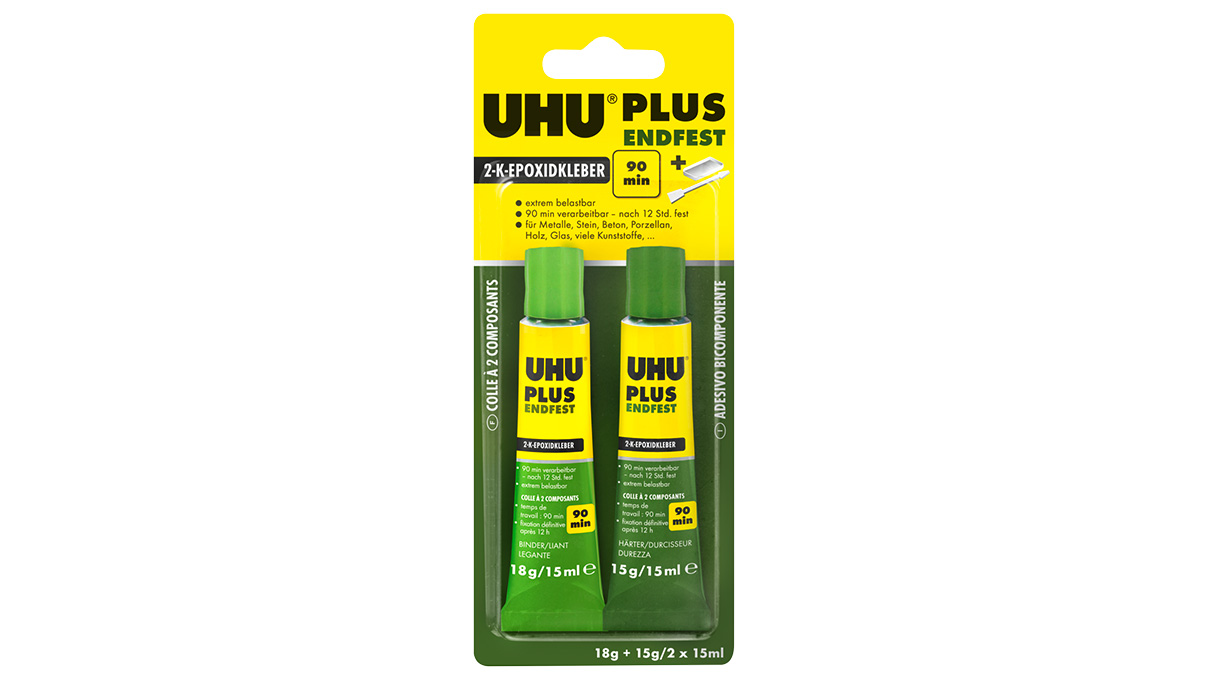 UHU Plus Endfest, adhésif bi-composant, tubes individuels, 1 x durcisseur, 1 x liant, 33 g