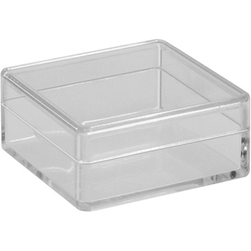 Bergeon 2975-4 boîte en plastique, 48 x 48 x 19 mm, transparente, avec couvercle