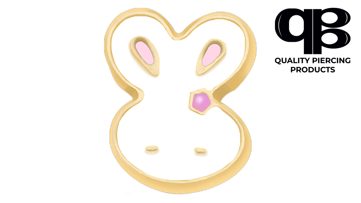 QPP Puces d'oreilles K2, Kids Bunny émail blanc, plaqué or jaune, 1 paire