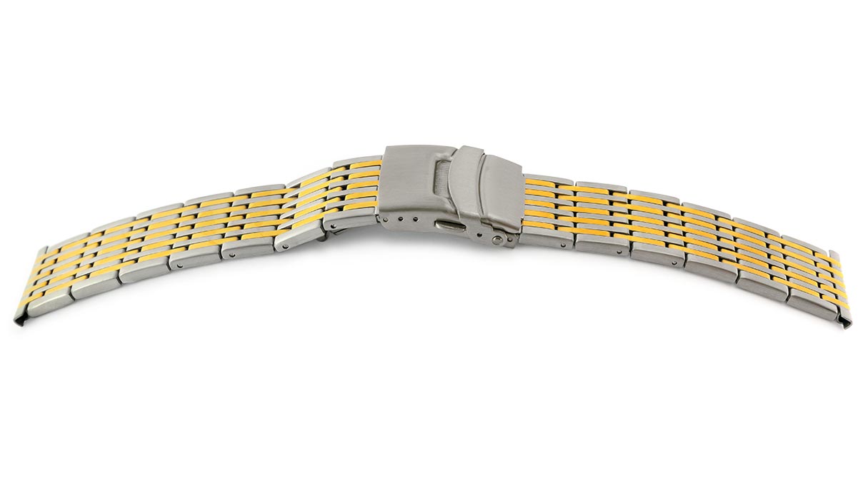 Bracelet de montre Elegance, acier inoxydable, bicolor, largeur 22 mm, cornes 24 mm, longueur 175 mm