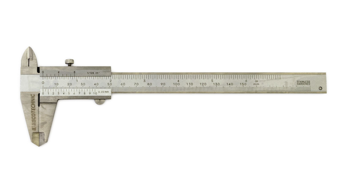 Calibre coulissant avec vis de blocage, acier inoxydable, plage de mesure 150 mm, vernier 0,05 mm