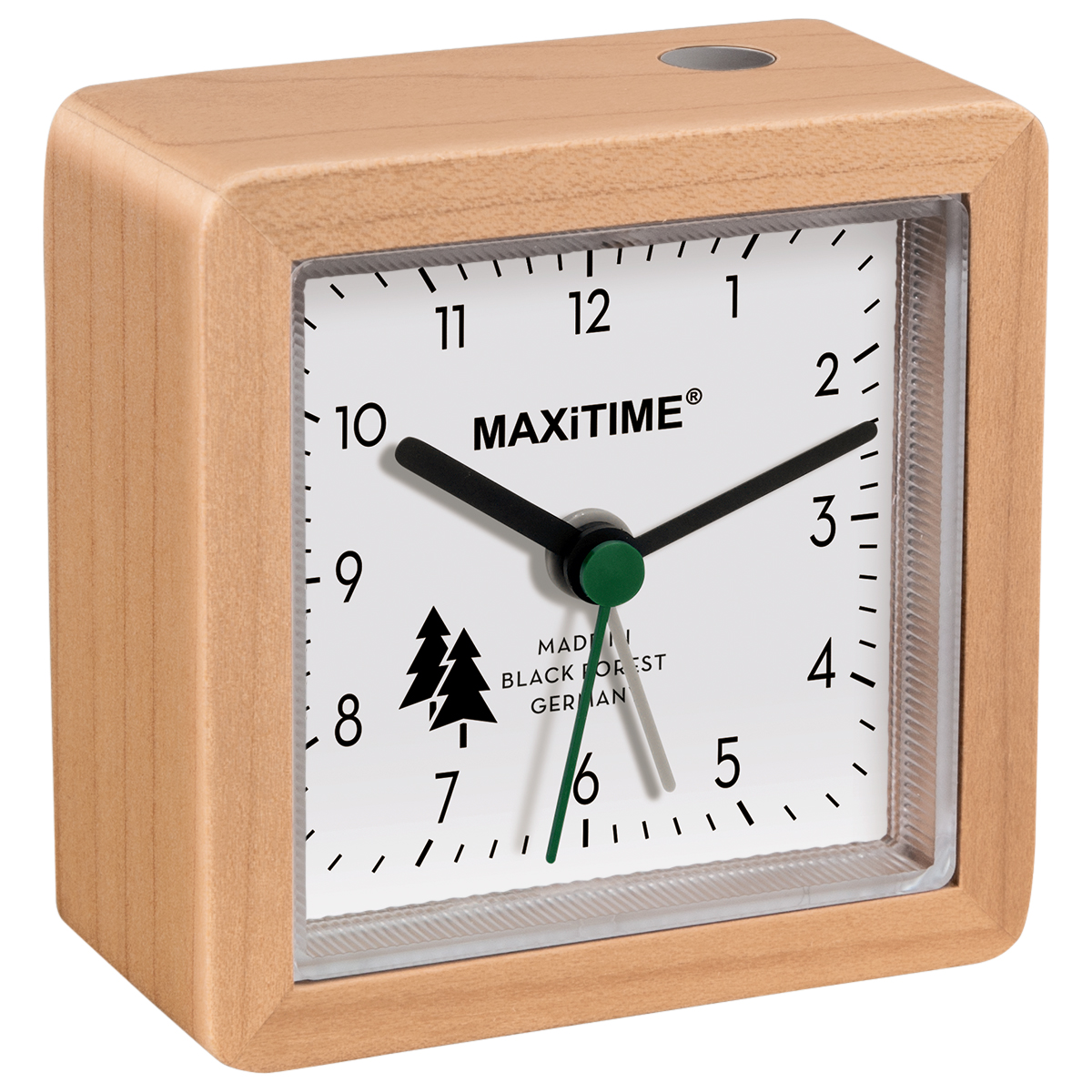 Maxitime réveil quartz avec lumières et bouton de répétition, coffret érable, cadran blanc, fabriqué en Forêt-Noire