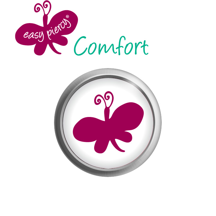 Easy Piercy Comfort 1 paire de boutons d'oreilles Ø 5,5 mm, blanc,  Papillon