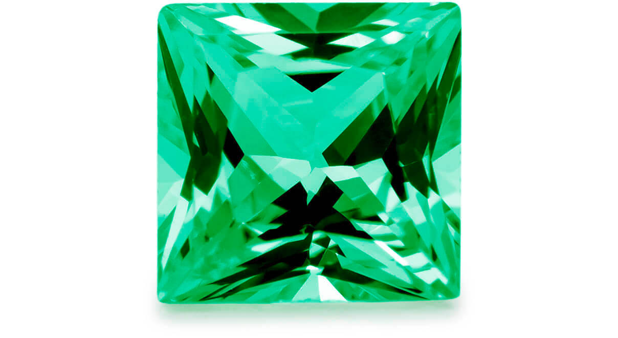 Pierre de couleur synthétique, émeraude, carré, 2,5 x 2,5 mm