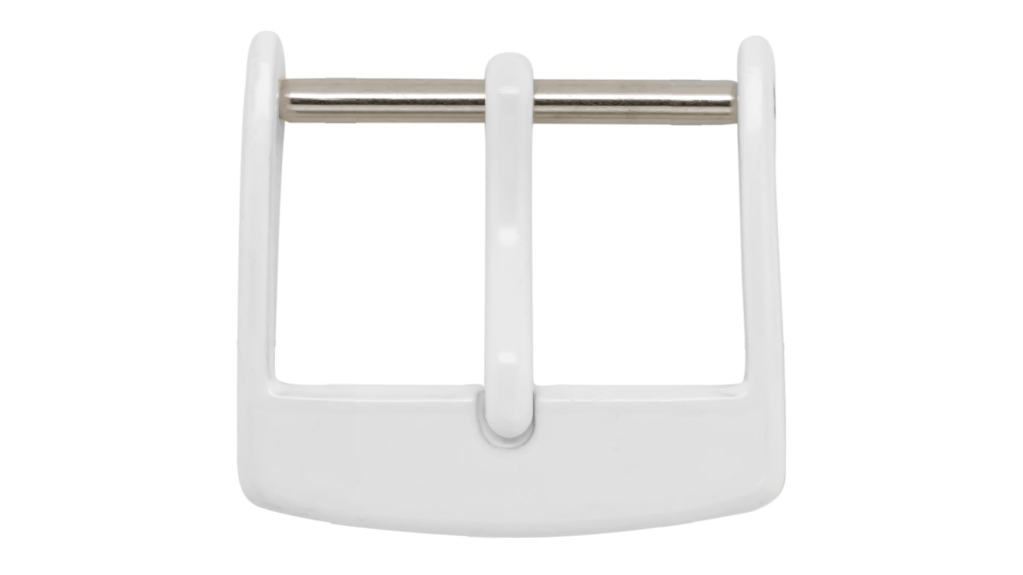 Boucle ardillon pour bracelet cuir, revêtement plastique blanc, 10 mm