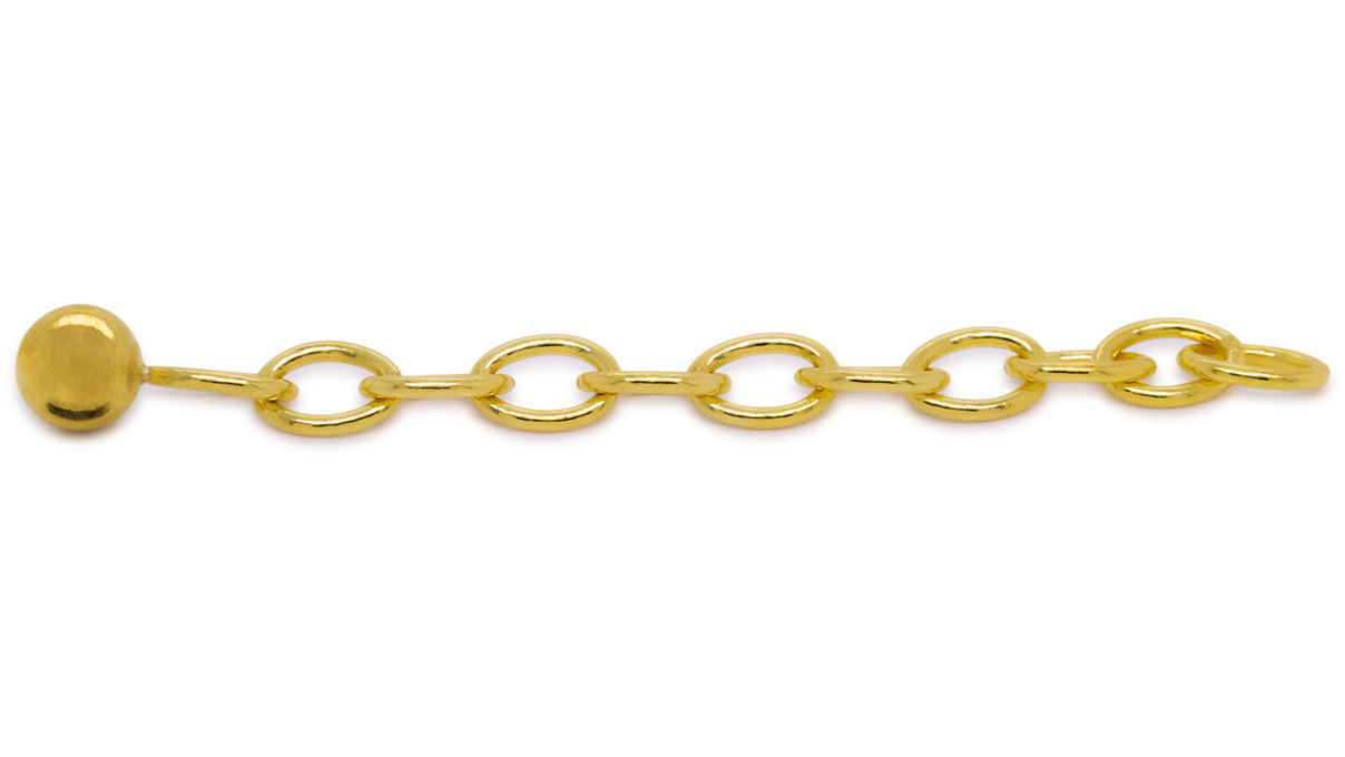 Chaîne d'extension, dorée, boule Ø 5 mm, longueur 55 mm, gros maillons