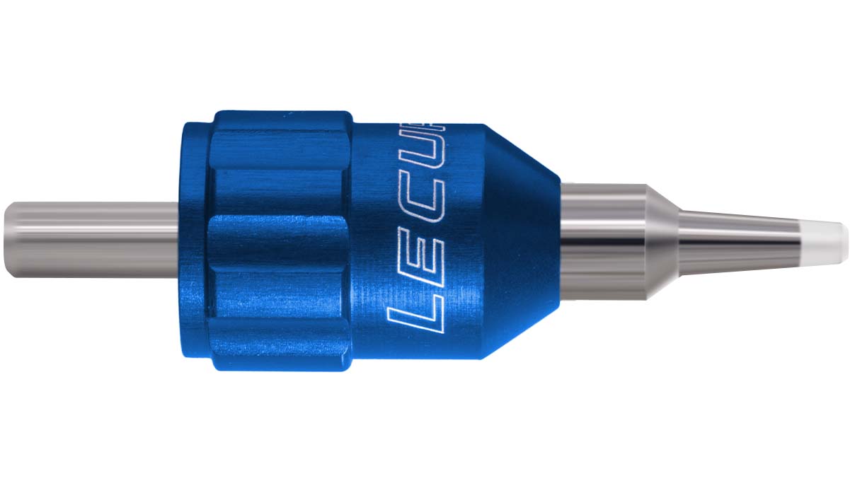 Lecureux tête de tournevis Screw-On, Ø 1,3 mm, bleu, avec porte-mèche et protection nylon