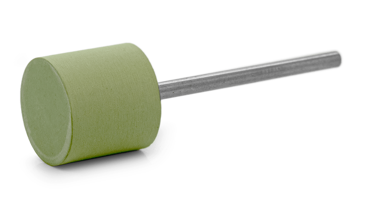 Polissoir Eveflex, vert clair, cylindre, Ø 14 x 12 mm, doux, grain très fin, tige HP