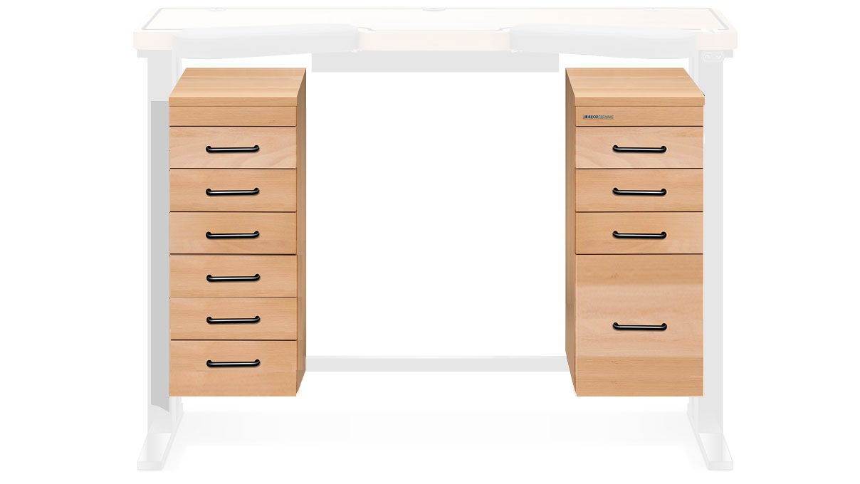 Complément de tiroir, hêtre, 6 tiroirs à gauche, 3 tiroirs plus un tiroir haut à droite, équipement optionnel pour
Ergolift Evolution