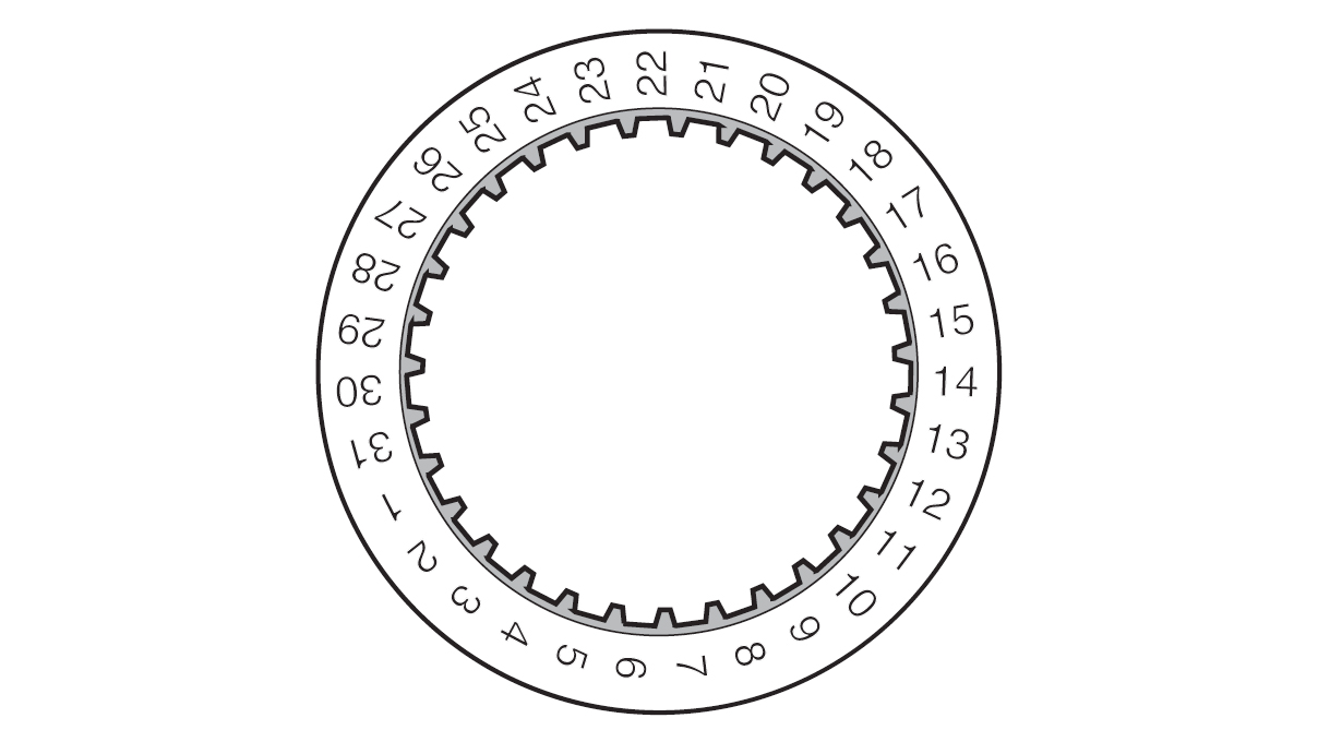 ETA02557.251262.003011 Indicateur de quantième 3H, intérieur blanc/noir