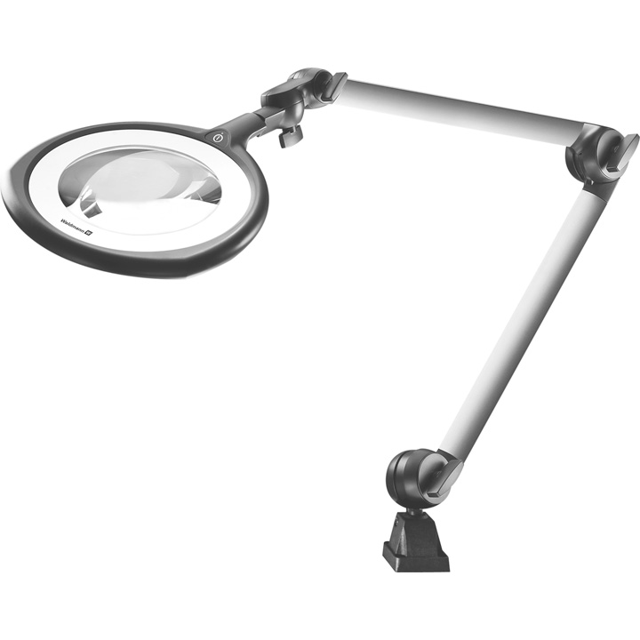 Waldmann Tevisio RLLQ lampe à loupe, lentille de verre 3,5 dpt, lentille additionnelle 8 dpt, joint de tête 3D, bras long
