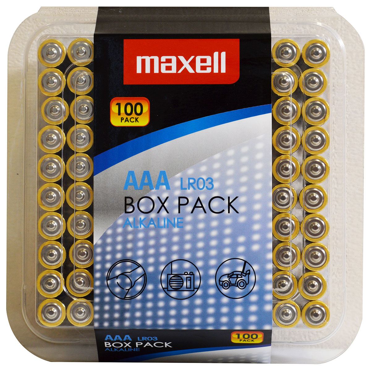 Maxell Alkaline LR03 AAA Micro 1,5 V piles, 100 pièces en Box Pack
