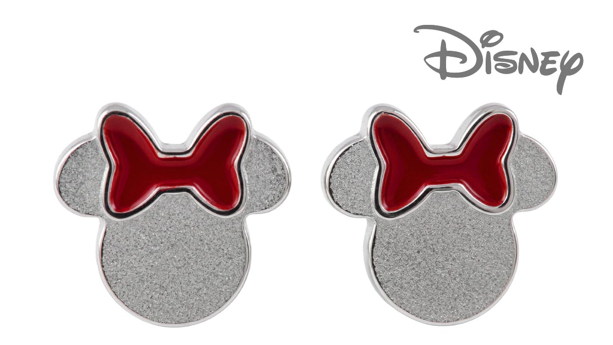 QPP Boucles d'oreilles JCM5, Minnie, émail rouge, sous licence Disney, blanches, 1 paire