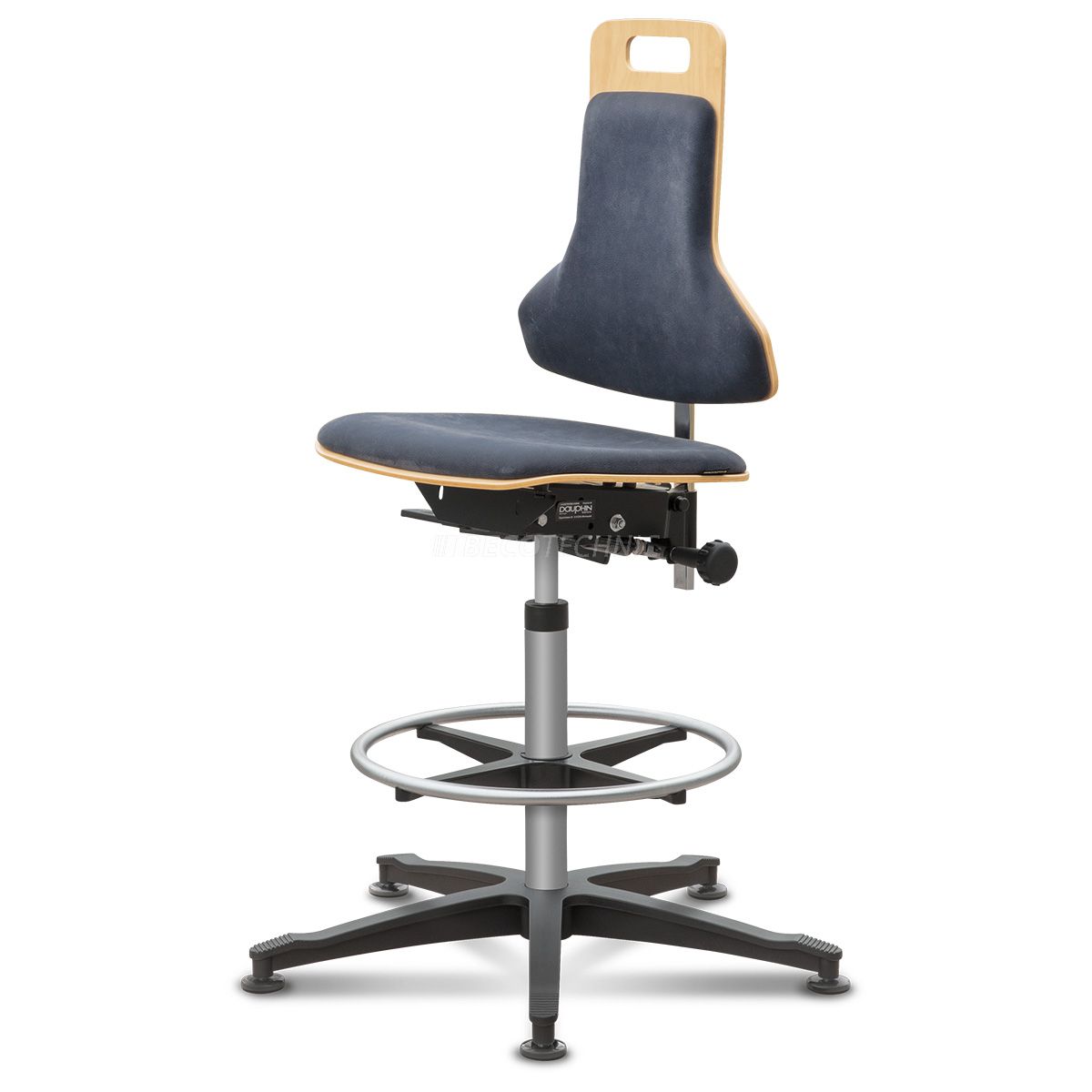 Dauphin chaise pivotante avec garniture en bois capitonné, hauteur d'assis 59-84 cm