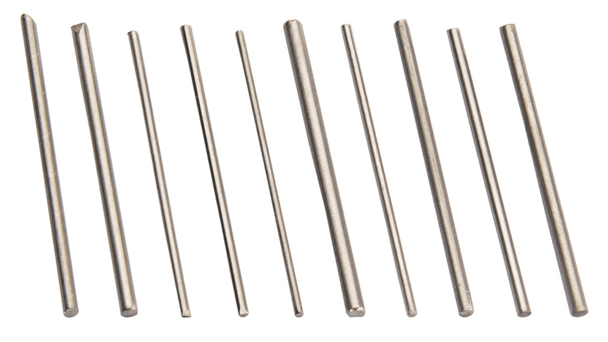Assortiment de goupilles, cylindrique, acier inoxydable, Ø 0,80-0,90-1,00-1,10-1,20-1,30-1,40-1,50 -1,60
-1,80 mm, longueur 30 mm, 100 piéces