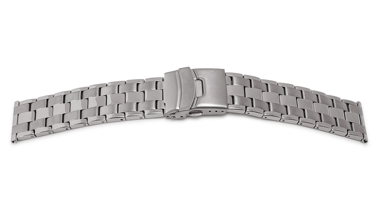 Bracelet métallique, acier inoxydable, poli, largeur d'attache 22 - 24 mm