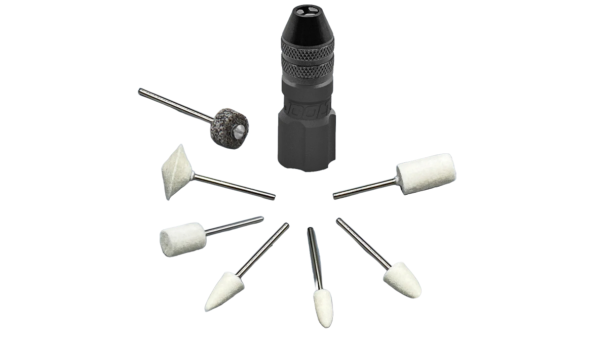 Jooltool MK-HP-2 Anie's Save your Hands Kit PRO 2.0 Pince de serrage, porte-embout sans clé, incl. 1
mini gomme à rayures et 5 têtes de polissage en feutre mini