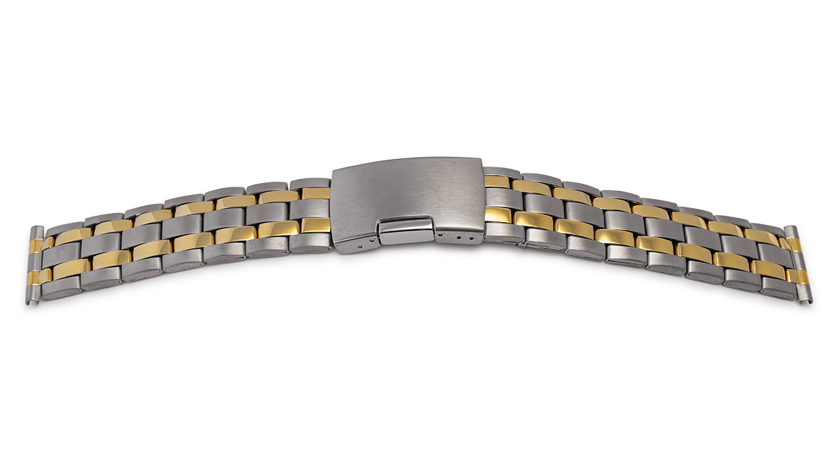 Bracelet de montre Sport, acier inoxydable, bicolor, largeur 18 mm, cornes 20 mm, longueur 170 mm