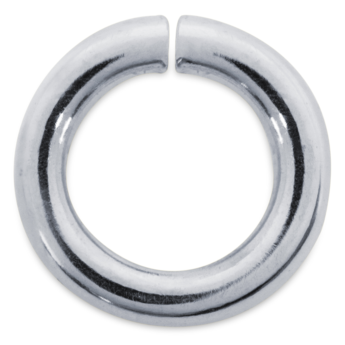 Anneaux brisés ronds, 585/- Or blanc, Rhodié, Ø 4 mm, Épaisseur 0,8 mm