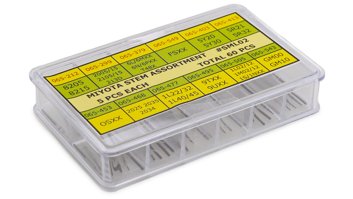 Assortiment de tige Citizen-Miyota, 5 pièces par type, 60 pièces