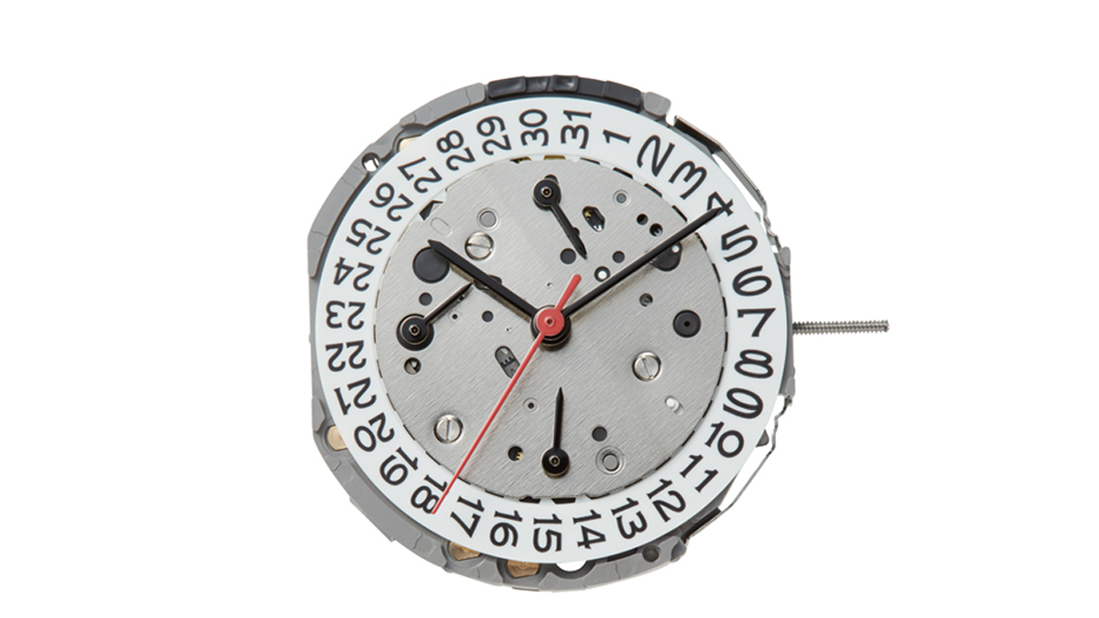 Mvt. Miyota JP15 12 1/2''' DATE3 SC, DUAL TIME, WEEK, HOUR Quartz