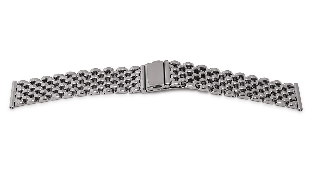Bracelet métallique, acier inoxydable poli, aspect massif, anse 18 - 20 mm