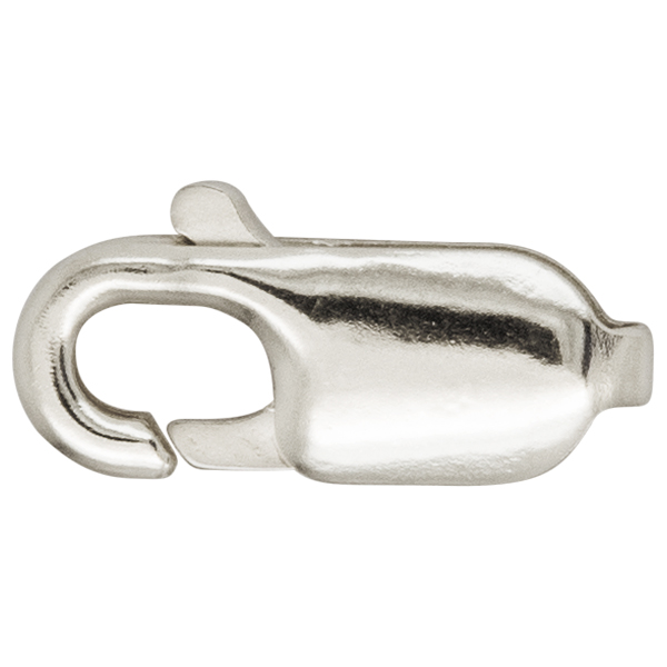 Mousqueton, coulé, forme italienne, bombé, 925/- argent, 14 mm