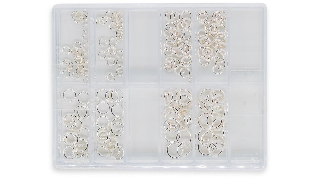 Assortiment de 160 anneaux de reliure, rond, 925/- argent, 50 x 3 mm, 50 x 4 mm, 30 x 5 mm, 30 x 6 mm