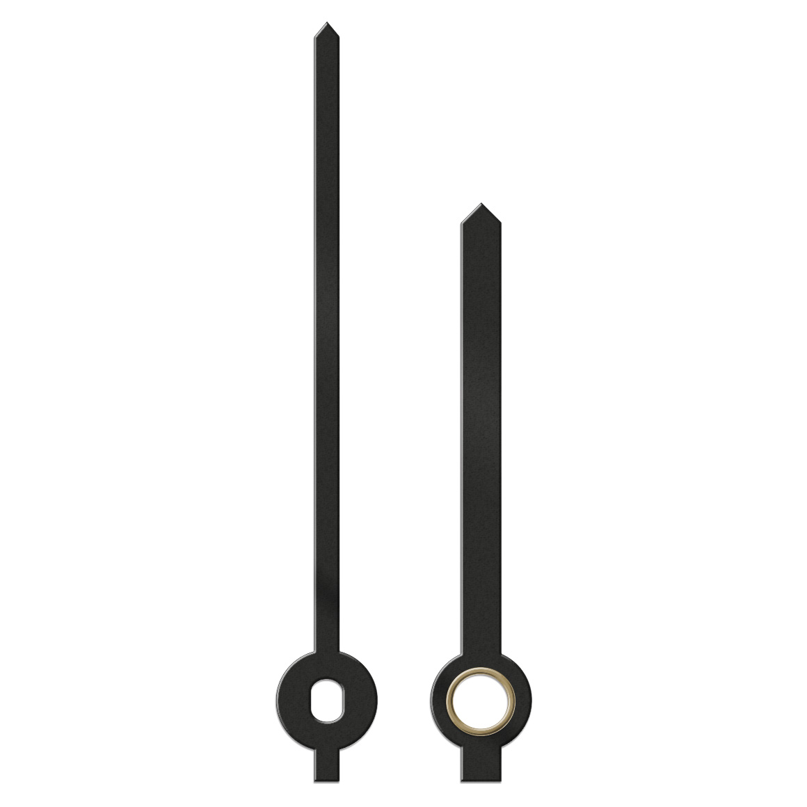 Paire d'aiguilles, baton pointu, longueur 67
mm, aluminium, noir, pour grandes horloges