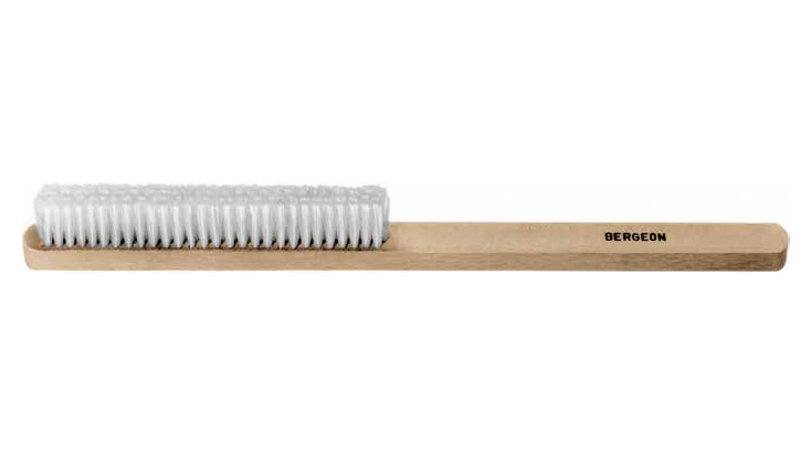 Bergeon 6377-2 brosse à main, manche en bois, poils blancs, 260 mm