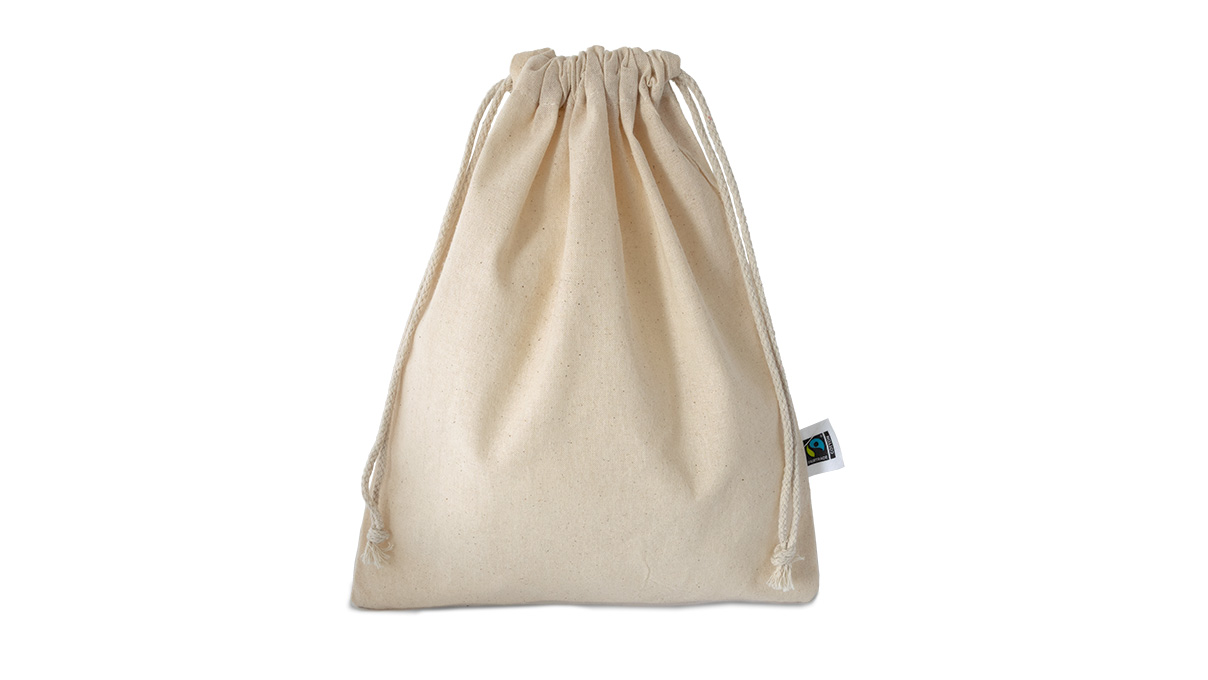 Sac à cordon, coton, 30 x 25 cm, Oeko-Tex Standard 100, commerce équitable, conforme à la norme LFGB