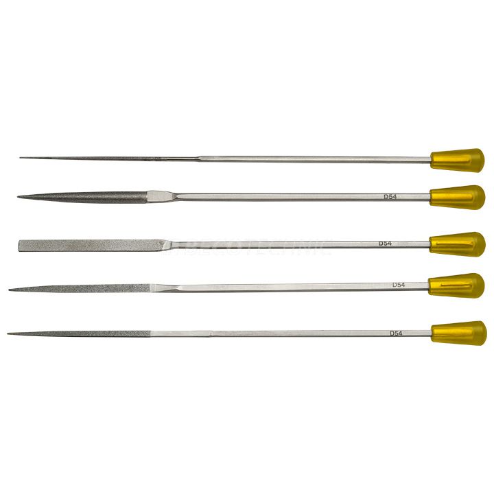 Assortiment de 5 limes à échappement diamant avec manche carré 140 mm, granulation D 64