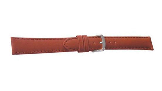 Bracelet de montre, Medio XL, Cuir de veau, 18 mm, Brun, Boucle Acier inoxydable