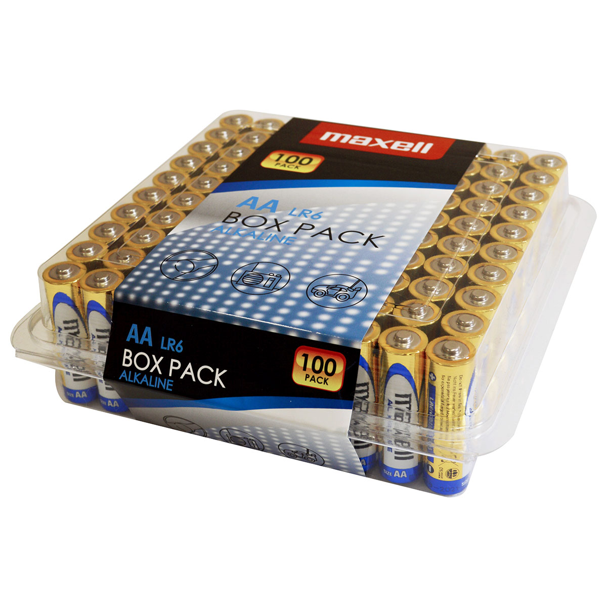 Maxell Alkaline LR6 AA Mignon 1,5 V piles, 100 pièces en Box Pack