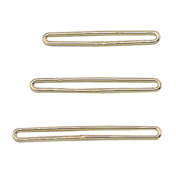 Barrettes pour des bracelets à perles, en fil argent doré Intérieur: 12,5 mm Extérieur: 14,0 mm