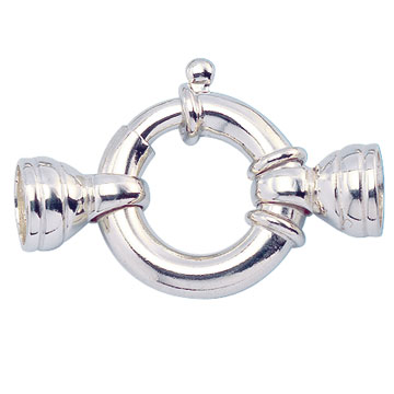 Anneau ressort avec collier, 925/- Argent, Avec embouts, Ø 18 mm, Couleur Blanc