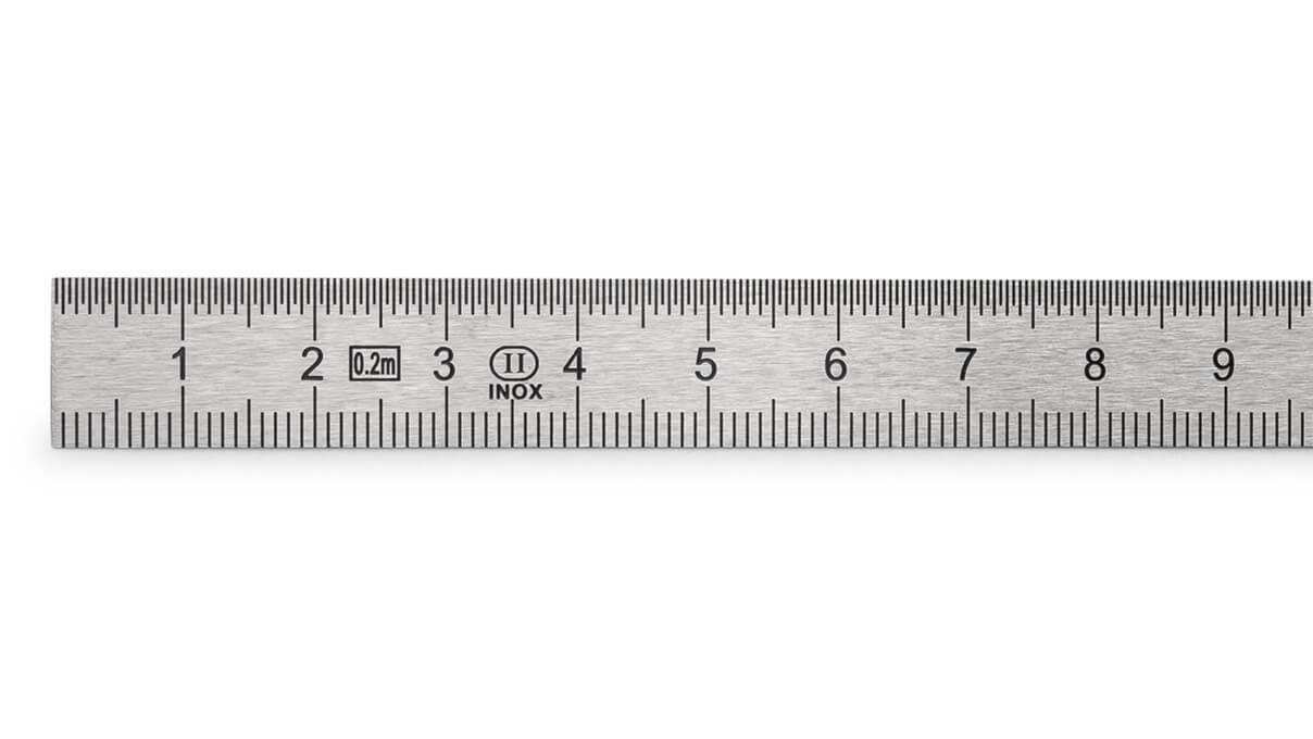 Règle métallique, acier inoxydable, 2 échelles, gaufrée des deux côtés, 200 mm