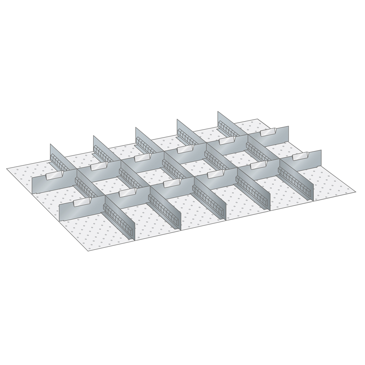 Matériel de subdivision Lista pour 54 x 36 E, 5 parois à fentes et 12 plaquettes séparatrices pour 50 mm