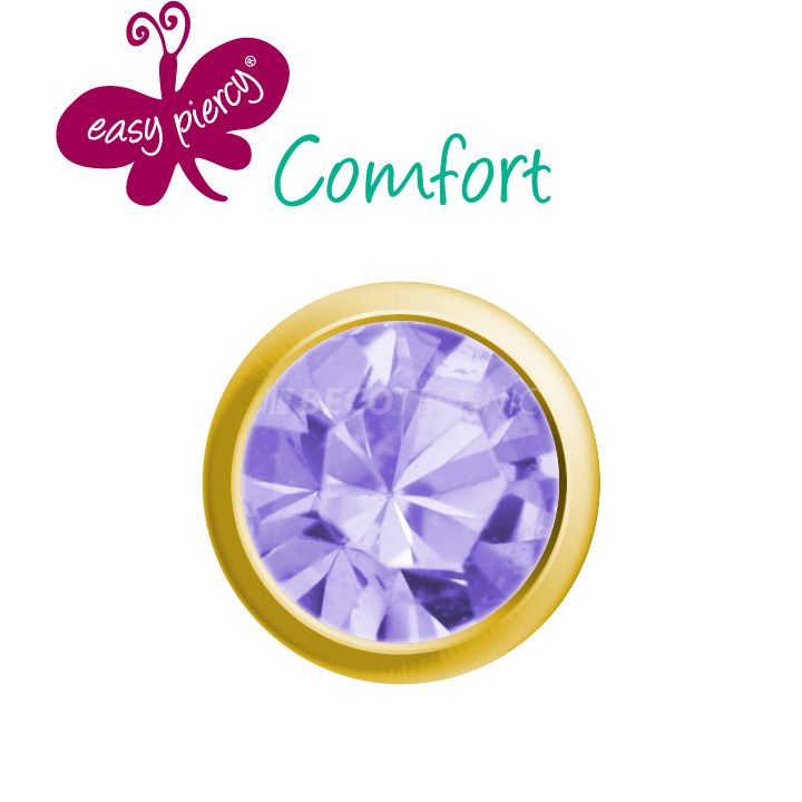 Easy Piercy Comfort 1 paire de boutons d'oreilles Ø 3,95 mm, doré, imitation alexandrite