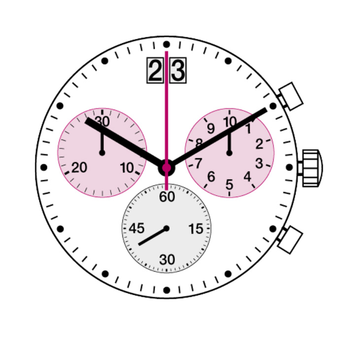 Mvt. Ronda 8040B 15''' DATE12 SC BIG DATE CHR 3EYES Quartz (395 | SR927SW)