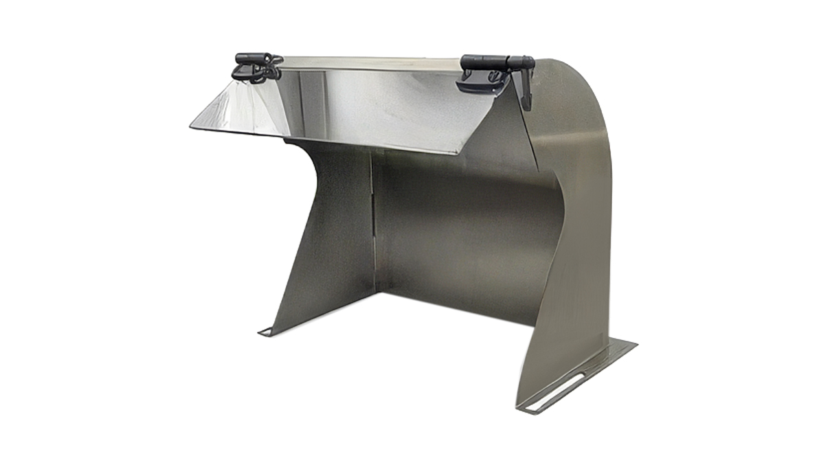 Capot de protection de polissage pour machines Micromecalp XPRO, équipement maximal avec des
roues de polissage Ø 250 mm, acier inoxydable